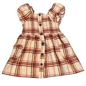 Cat & Jack Toddler Girl Plaid Dress Button Front Fall Smocked dress Size 3T